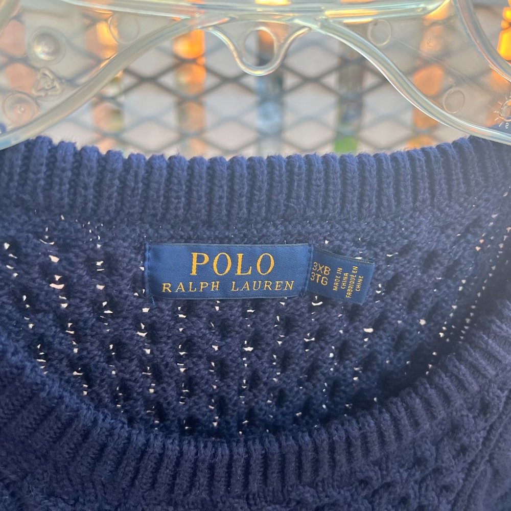 Polo Ralph Lauren Fisherman Sweater (Big & Tall) sz 3XB Navy Blue - Picture 4 of 5
